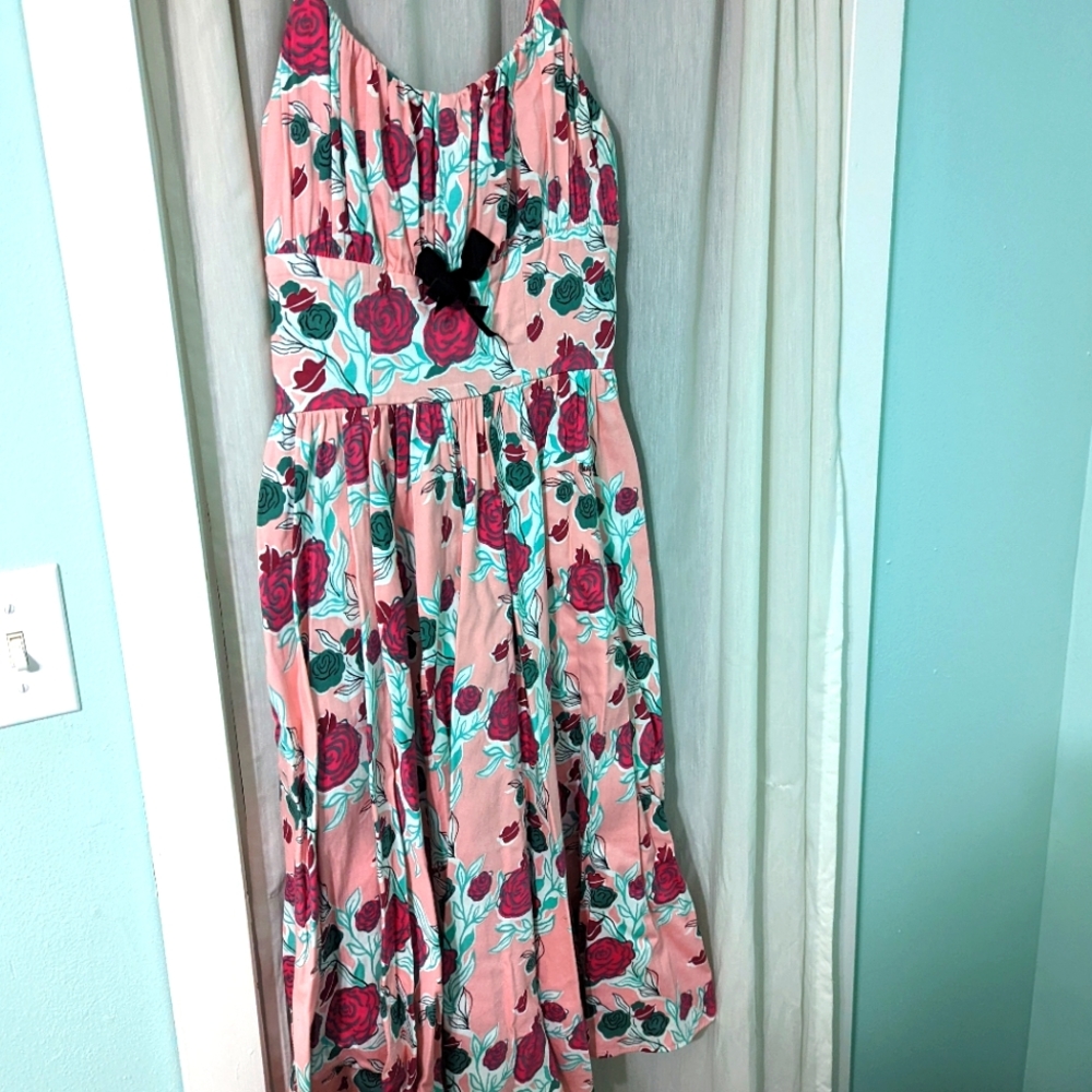 Mary Blair Lips and Roses pink dress